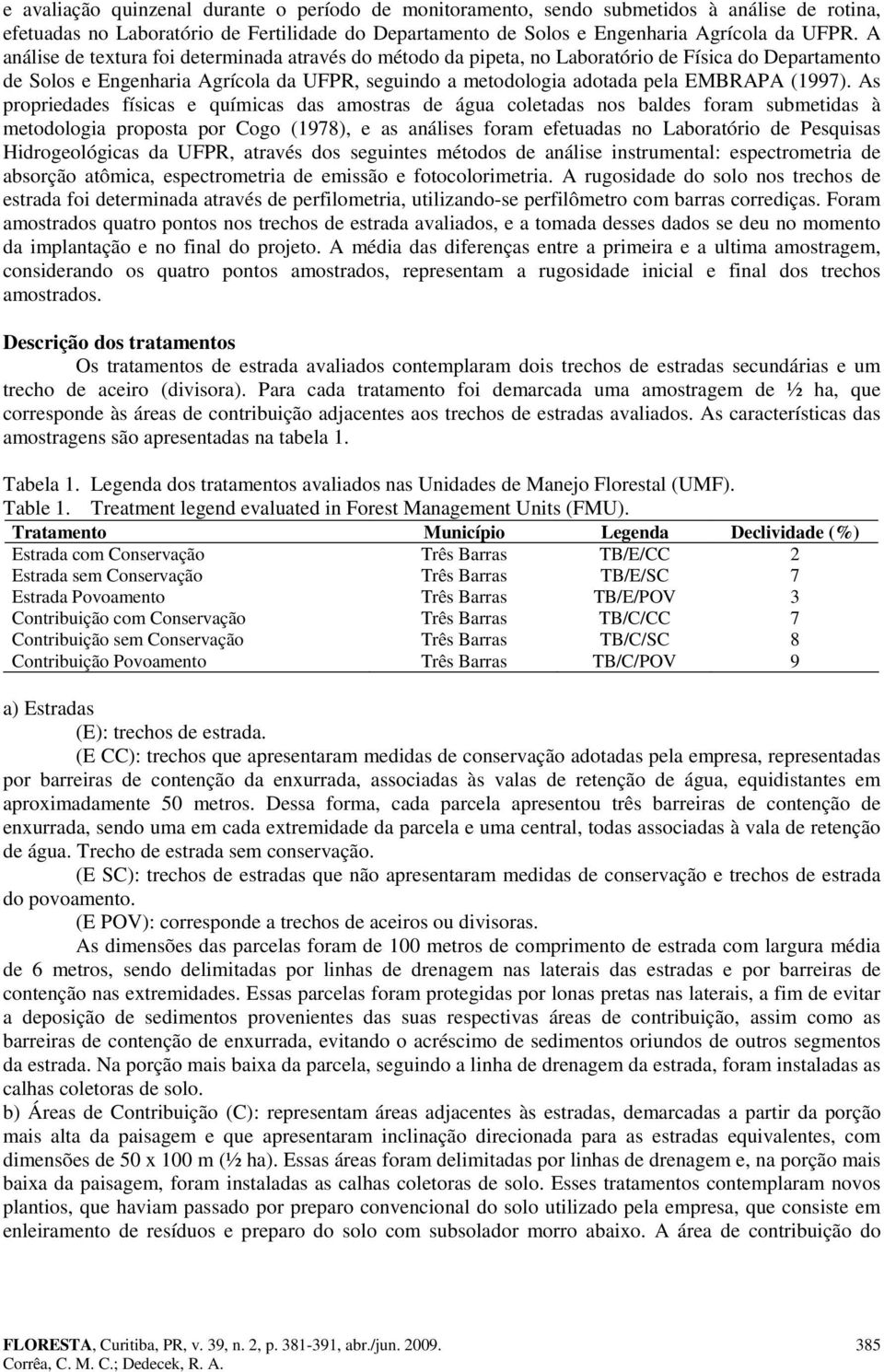 As propriedades físicas e químicas das amostras de água coletadas nos baldes foram submetidas à metodologia proposta por Cogo (1978), e as análises foram efetuadas no Laboratório de Pesquisas