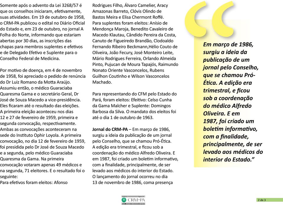 para membros suplentes e efetivos e de Delegado Efetivo e Suplente para o Conselho Federal de Medicina.