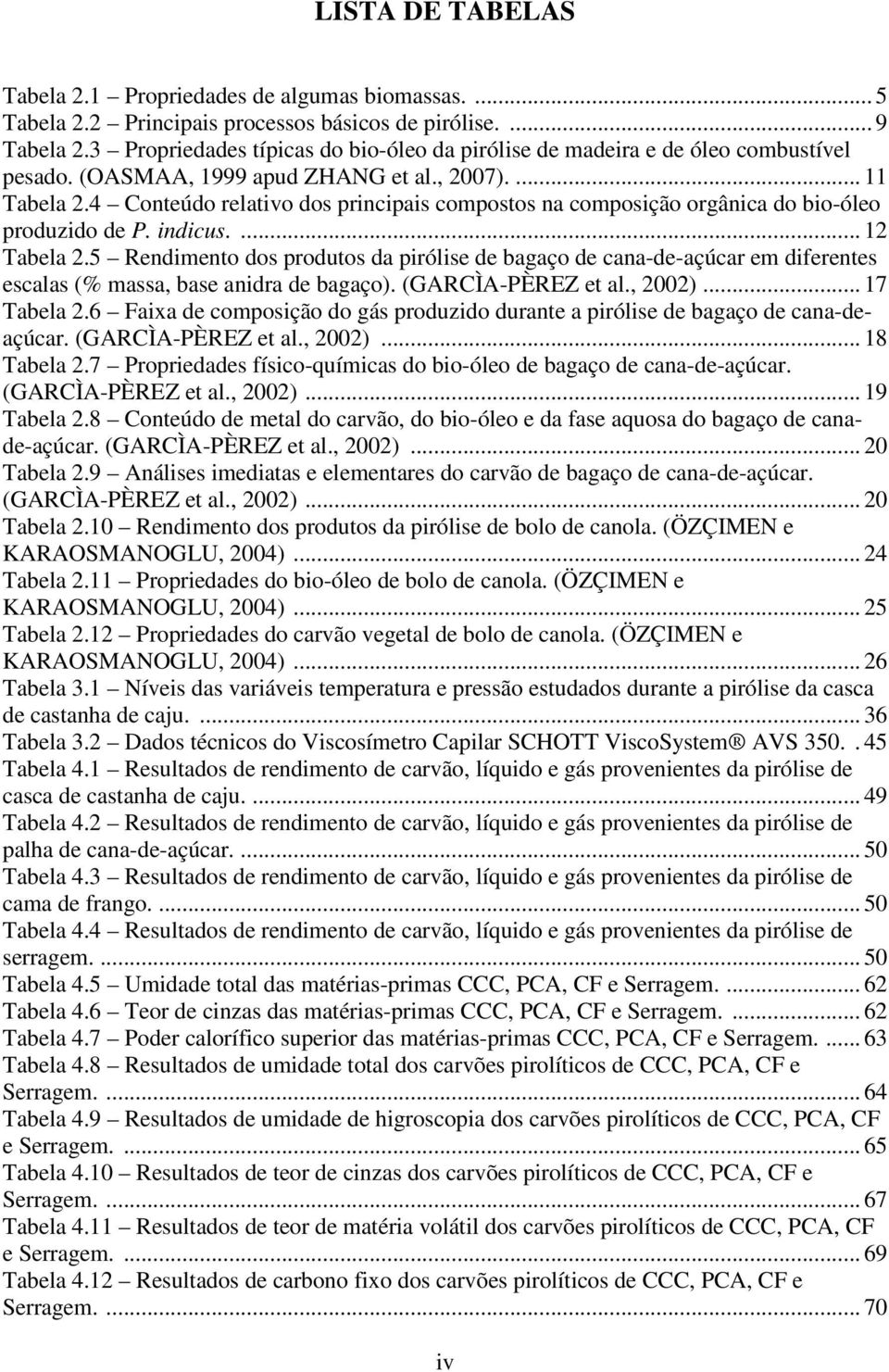 4 Conteúdo relativo dos principais compostos na composição orgânica do bio-óleo produzido de P. indicus.... 12 Tabela 2.