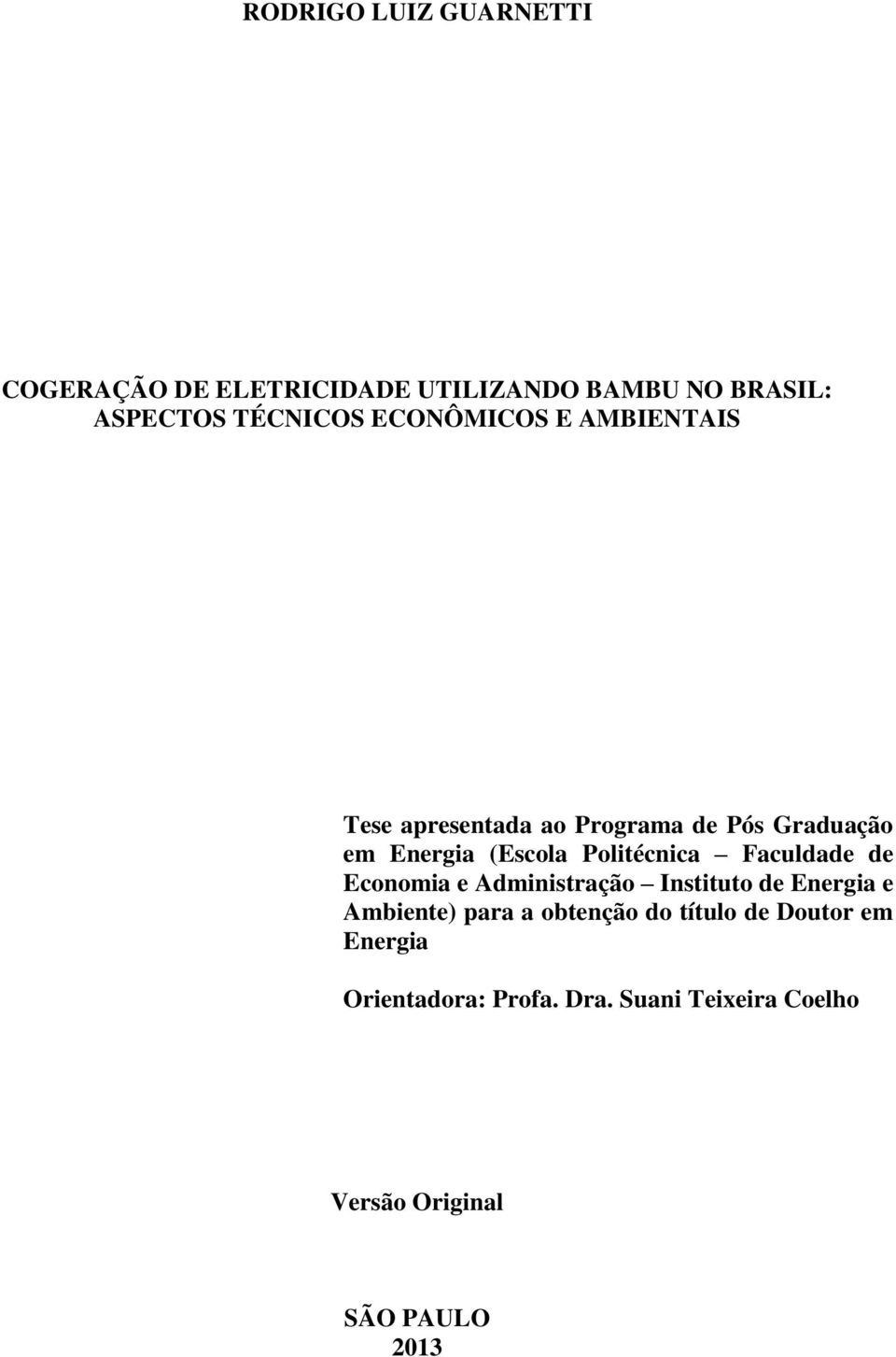 Politécnica Faculdade de Economia e Administração Instituto de Energia e Ambiente) para a