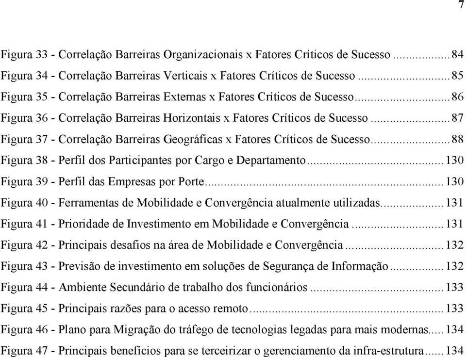 ..87 Figura 37 - Correlação Barreiras Geográficas x Fatores Críticos de Sucesso...88 Figura 38 - Perfil dos Participantes por Cargo e Departamento...130 Figura 39 - Perfil das Empresas por Porte.