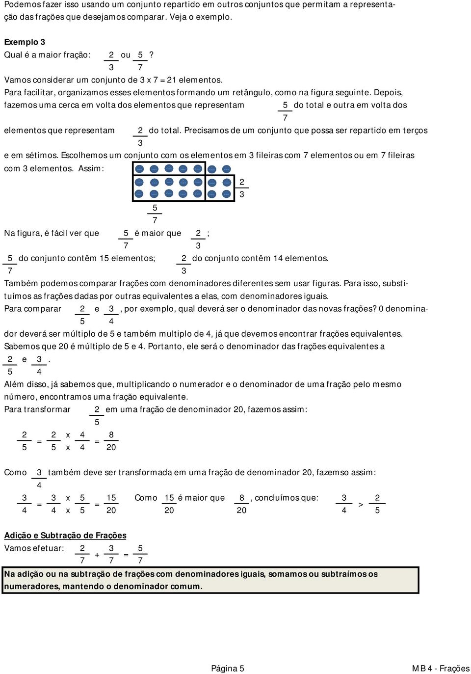 Depois, fazemos uma cerca em volta dos elementos que representam do total e outra em volta dos 7 elementos que representam 2 do total.