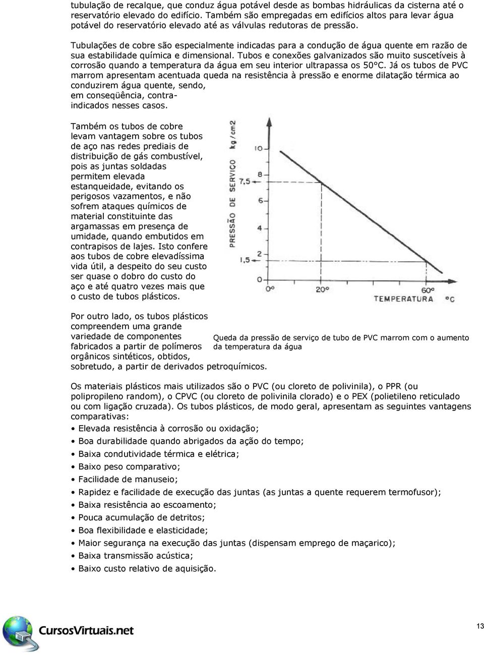 Tubulações de cobre são especialmente indicadas para a condução de água quente em razão de sua estabilidade química e dimensional.