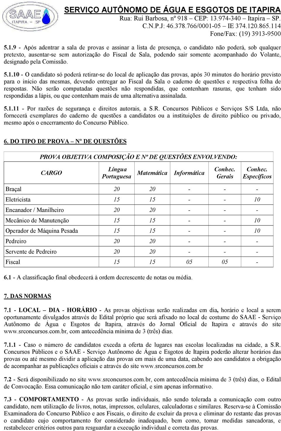 10 - O candidato só poderá retirar-se do local de aplicação das provas, após 30 minutos do horário previsto para o início das mesmas, devendo entregar ao Fiscal da Sala o caderno de questões e