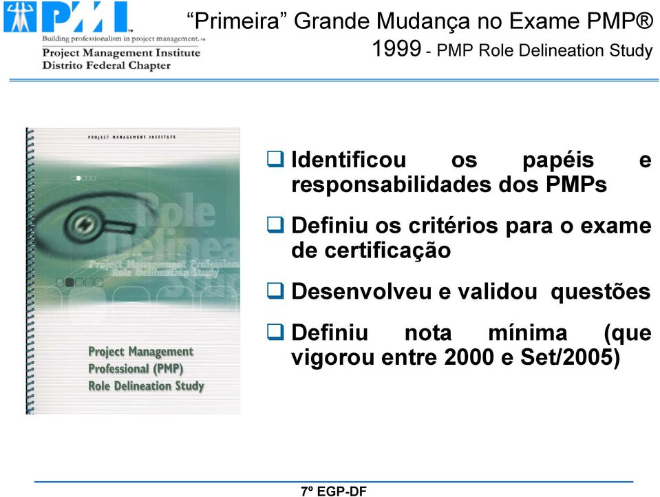 os critérios para o exame de certificação Desenvolveu e validou