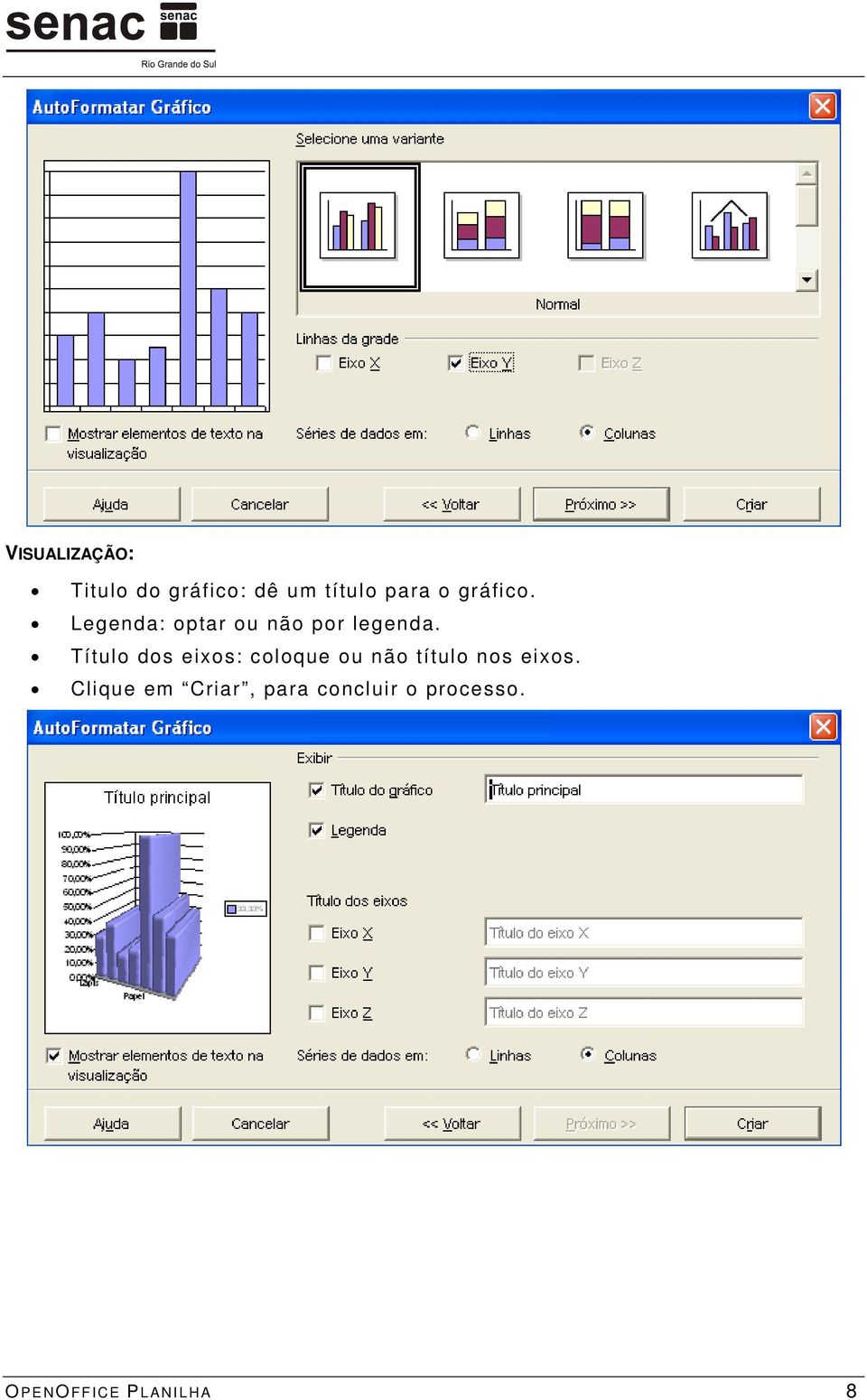 Título dos eixos: coloque ou não título nos eixos.