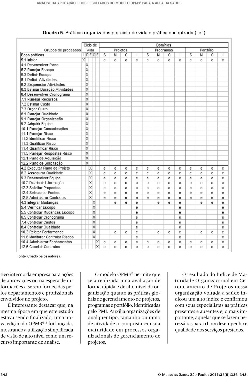 É interessante destacar que, na mesma época em que este estudo estava sendo finalizado, uma nova edição do OPM3 11 foi lançada, mostrando a utilização simplificada de visão de alto nível como um