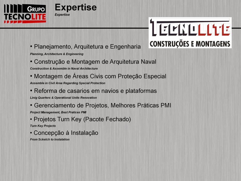 Protection Reforma de casarios em navios e plataformas Linig Quarters & Operational Units Renovation Gerenciamento de Projetos, Melhores