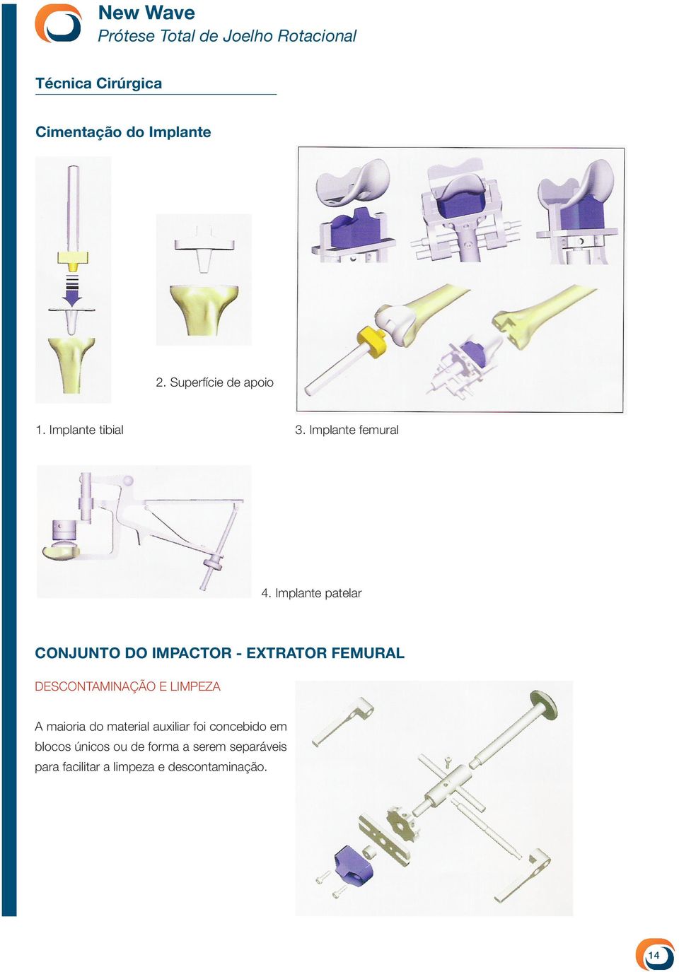 Implante patelar CONJUNTO DO IMPACTOR - EXTRATOR FEMURAL DESCONTAMINAÇÃO E