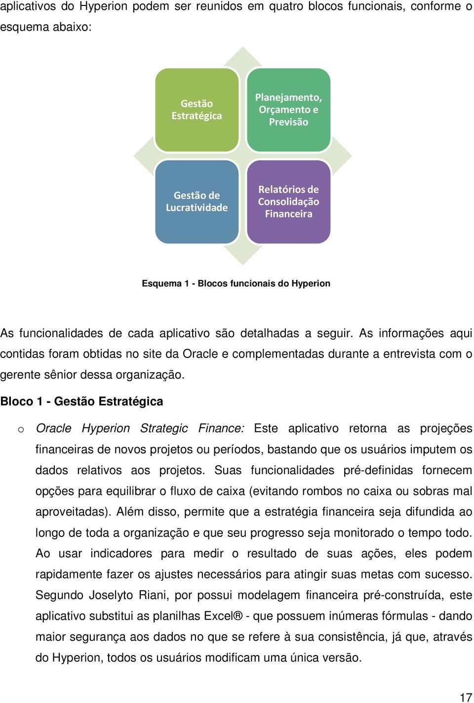 As informações aqui contidas foram obtidas no site da Oracle e complementadas durante a entrevista com o gerente sênior dessa organização.