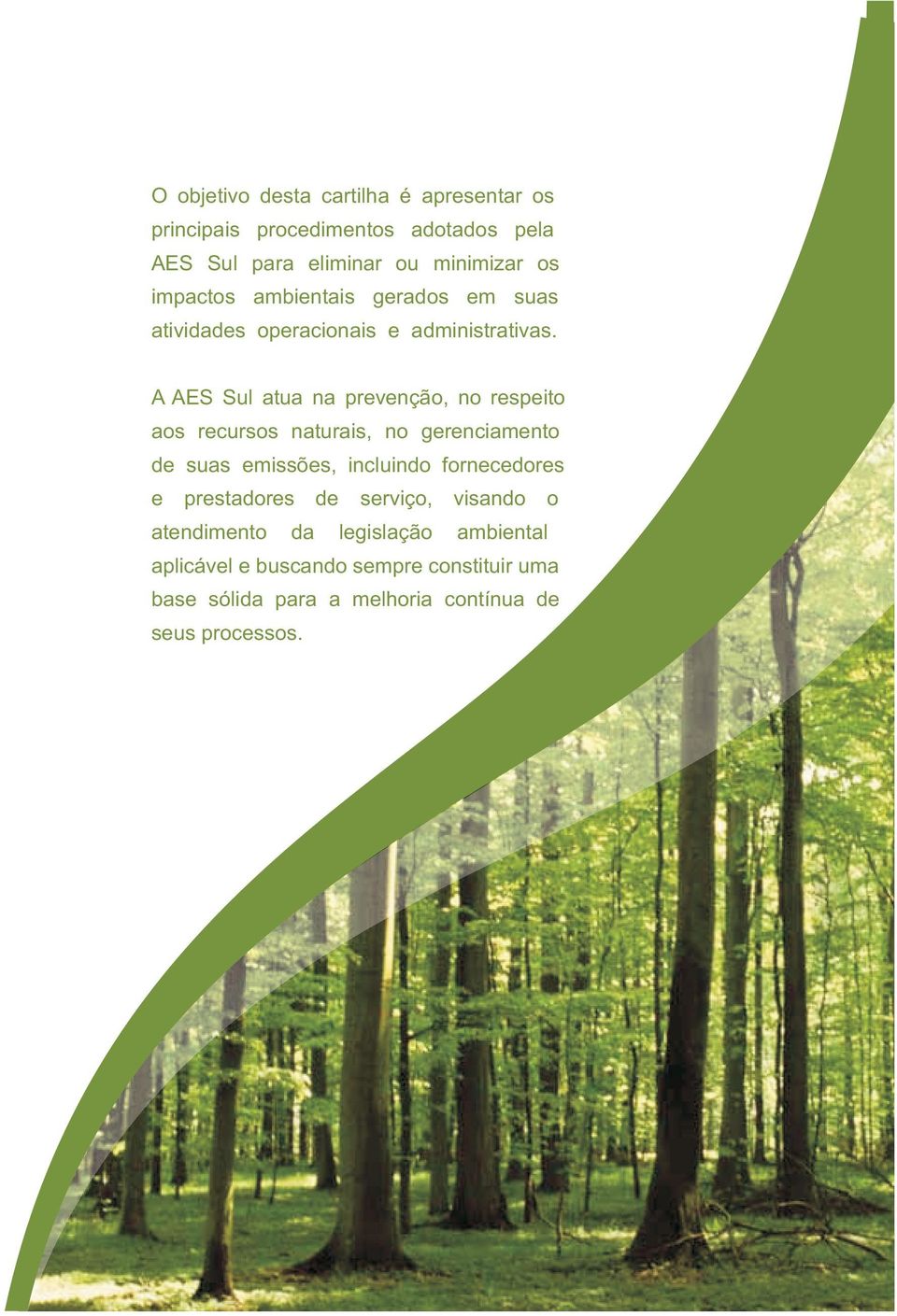 A AES Sul atua na prevenção, no respeito aos recursos naturais, no gerenciamento de suas emissões, incluindo fornecedores