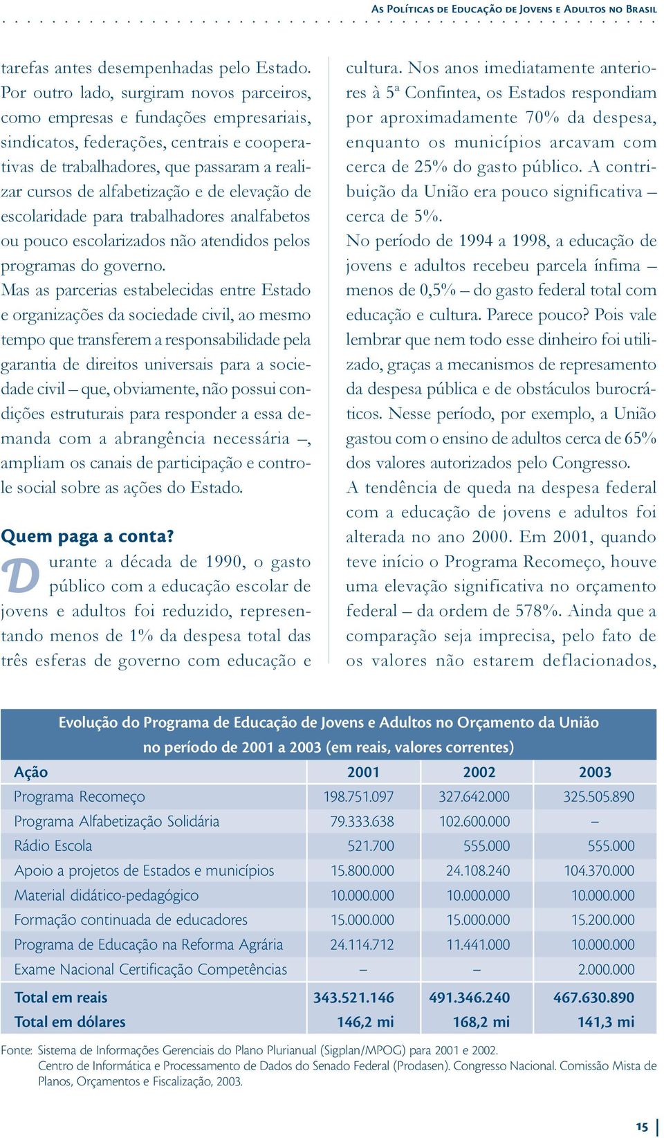 elevação de escolaridade para trabalhadores analfabetos ou pouco escolarizados não atendidos pelos programas do governo.