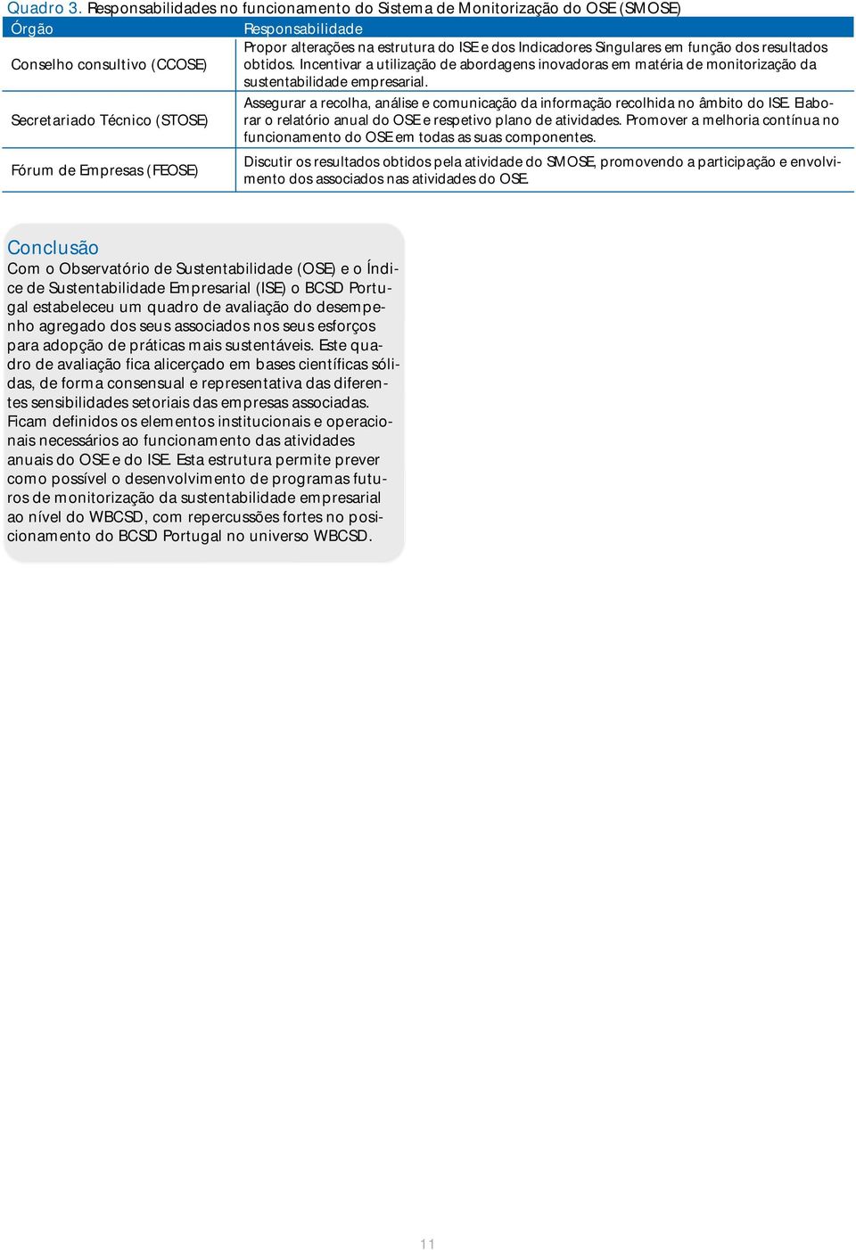 consultivo (CCSE) obtidos. Incentivar a utilização de abordagens inovadoras em matéria de monitorização da sustentabilidade empresarial.