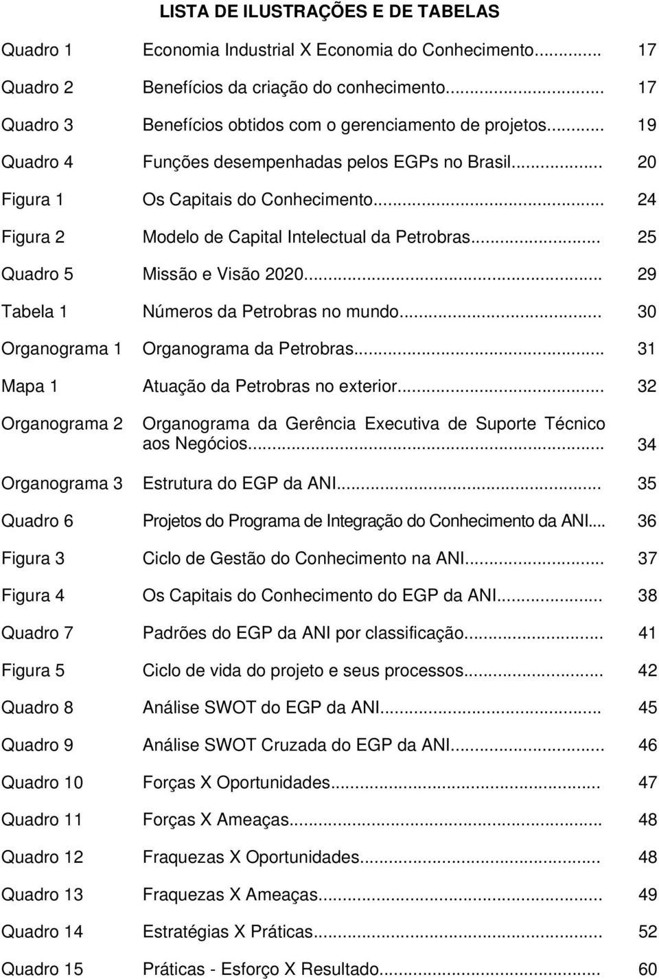 .. 24 Figura 2 Modelo de Capital Intelectual da Petrobras... 25 Quadro 5 Missão e Visão 2020... 29 Tabela 1 Números da Petrobras no mundo... 30 Organograma 1 Organograma da Petrobras.