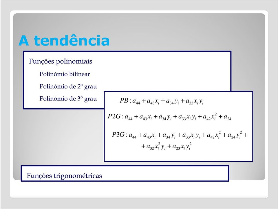 + a43x + a34 y + a33x y + a4x + a4 P3G : a 44 + a 43 + a x 3 x +