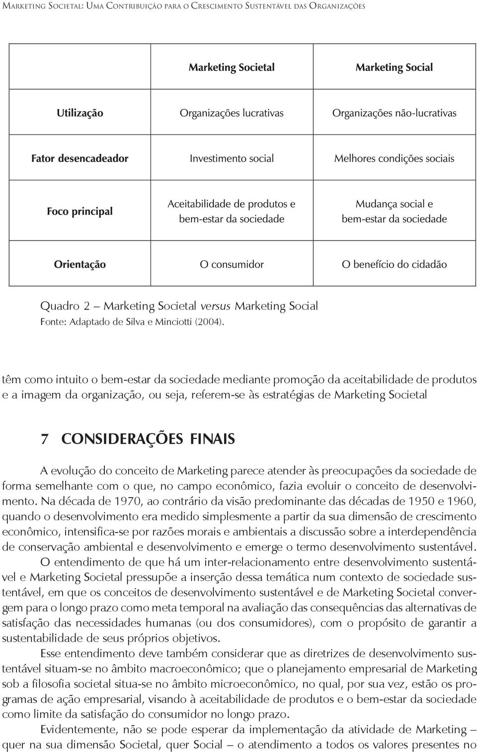 evolução do conceito de Marketing parece atender às preocupações da sociedade de forma semelhante com o que, no campo econômico, fazia evoluir o conceito de desenvolvimento.