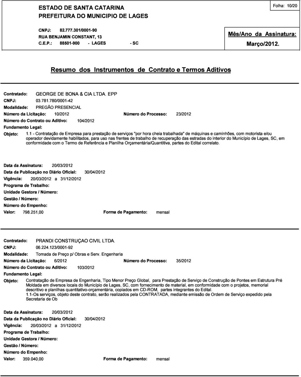 de "por trabalho do hora Processo: com o Termo de Referência e Planilha Orçamentária/Quantitiva, de cheia recuperação trabalhada" 23/2012 partes das do de estradas Edital máquinas correlato.