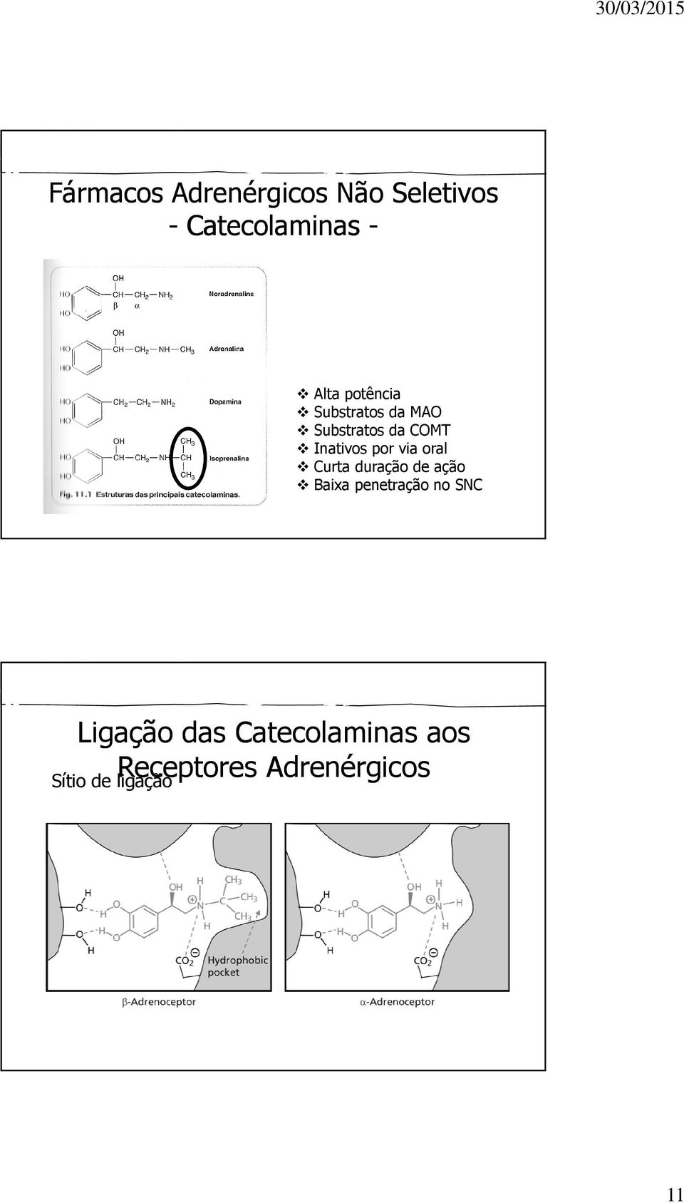 via oral Curta duração de ação Baixa penetração no SC