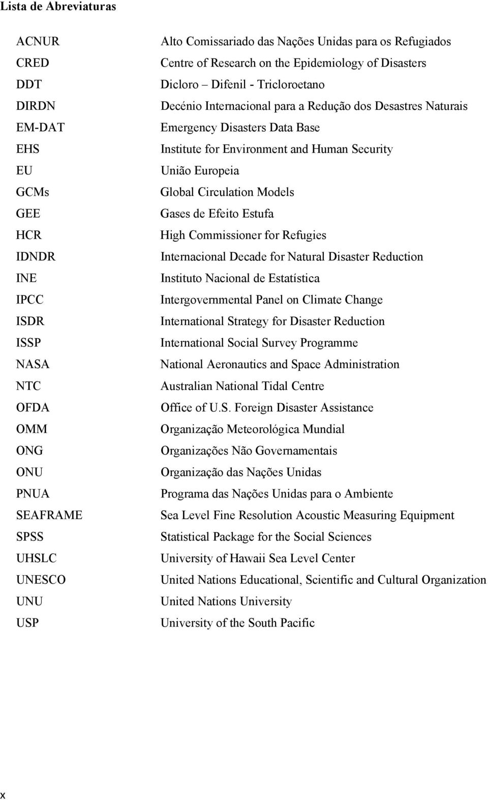 Institute for Environment and Human Security União Europeia Global Circulation Models Gases de Efeito Estufa High Commissioner for Refugies Internacional Decade for Natural Disaster Reduction