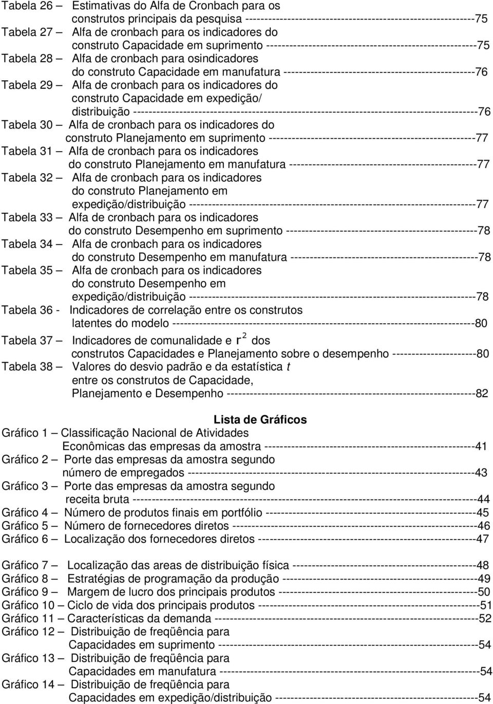 --------------------------------------------------76 Tabela 29 Alfa de cronbach para os indicadores do construto Capacidade em expedição/ distribuição