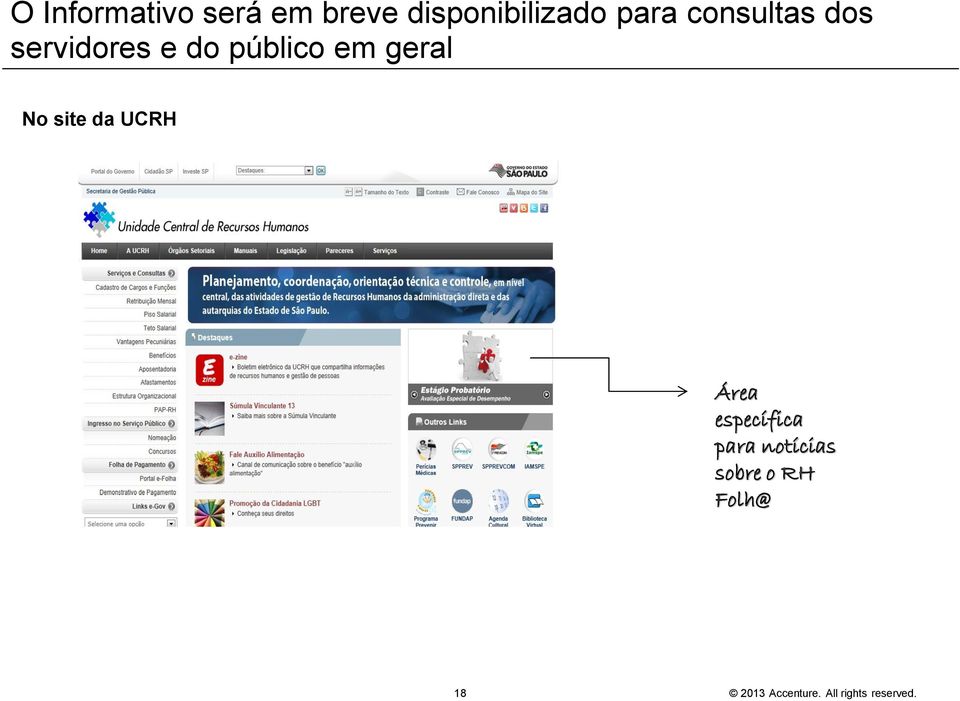 site da UCRH Área específica para notícias sobre