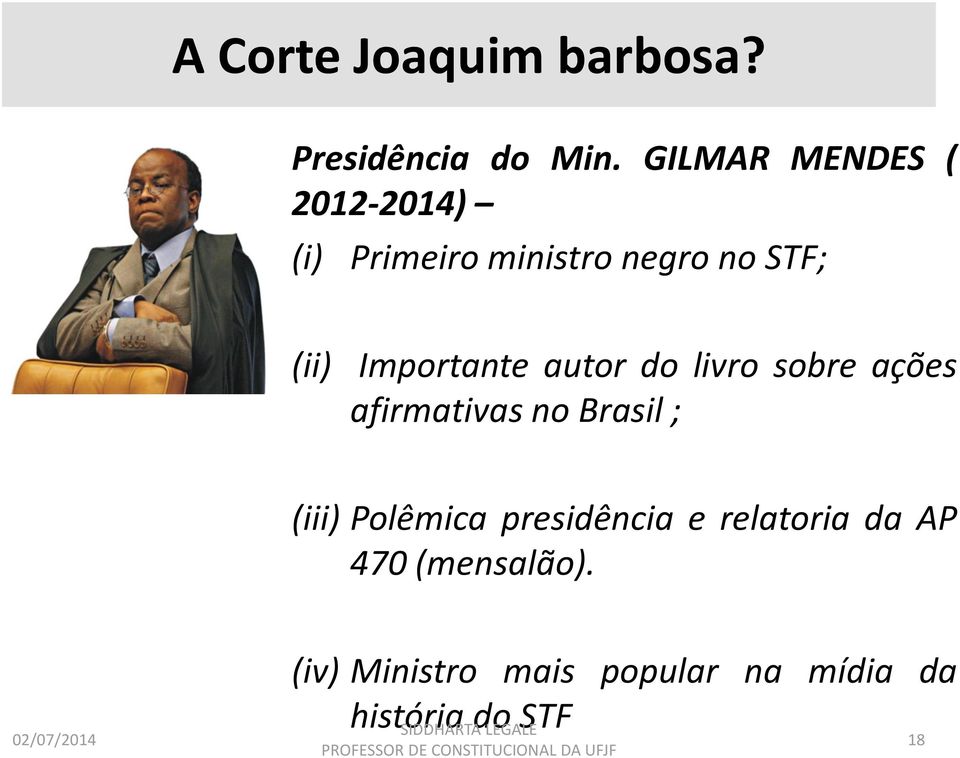 Importante autor do livro sobre ações afirmativas no Brasil ; (iii)