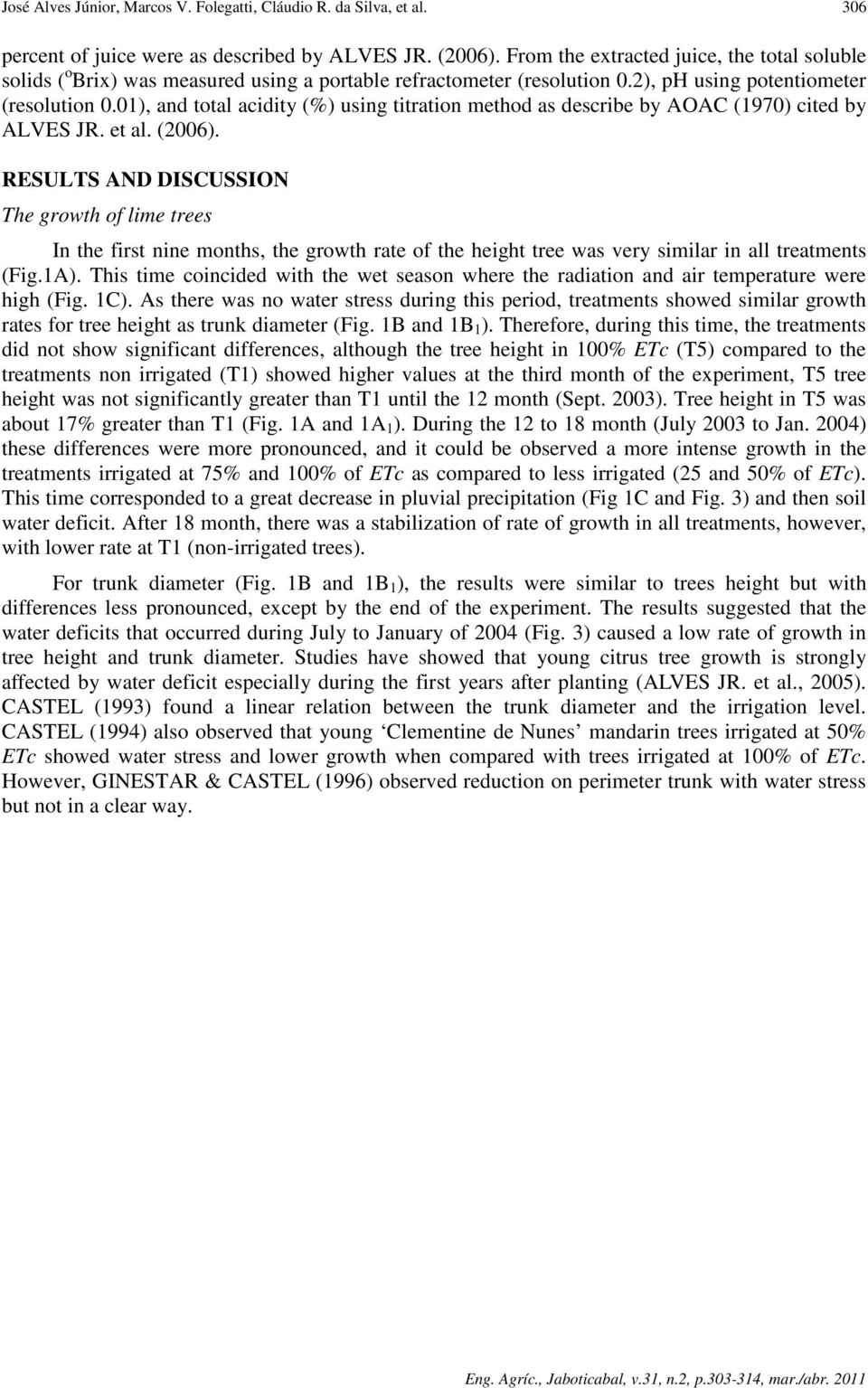 01), and total acidity (%) using titration method as describe by AOAC (1970) cited by ALVES JR. et al. (2006).