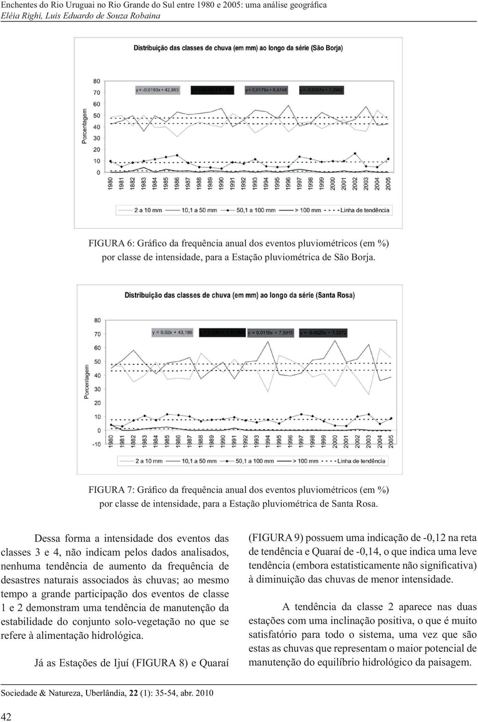 Dessa forma a intensidade dos eventos das classes 3 e 4, não indicam pelos dados analisados, nenhuma tendência de aumento da frequência de desastres naturais associados às chuvas; ao mesmo tempo a