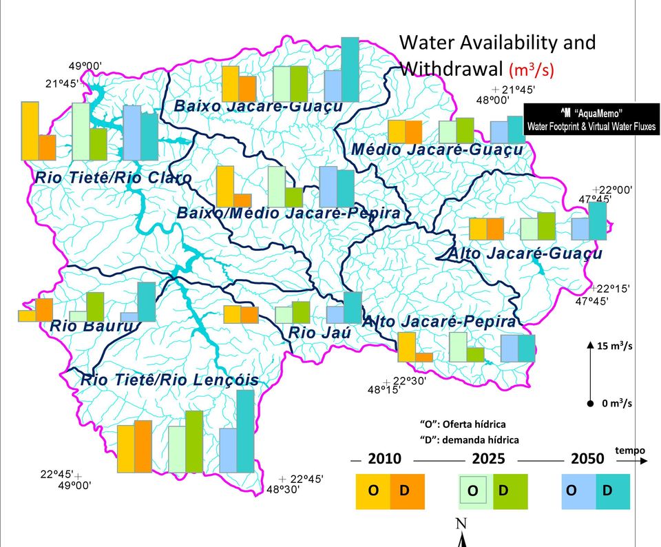 Bauru Rio Jaú Alto Jacaré-Pepira 22º15' 47º45' 15 m 3 /s 22º45' 49º00' Rio Tietê/Rio Lençóis