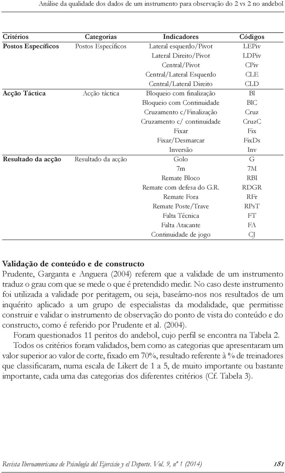 Cruzamento c/finalização Cruz Cruzamento c/ continuidade CruzC Fixar Fix Fixar/Desmarcar FixDs Inversão Inv Resultado da acção Resultado da acção Golo G 7m 7M Remate Bloco RBl Remate com defesa do G.