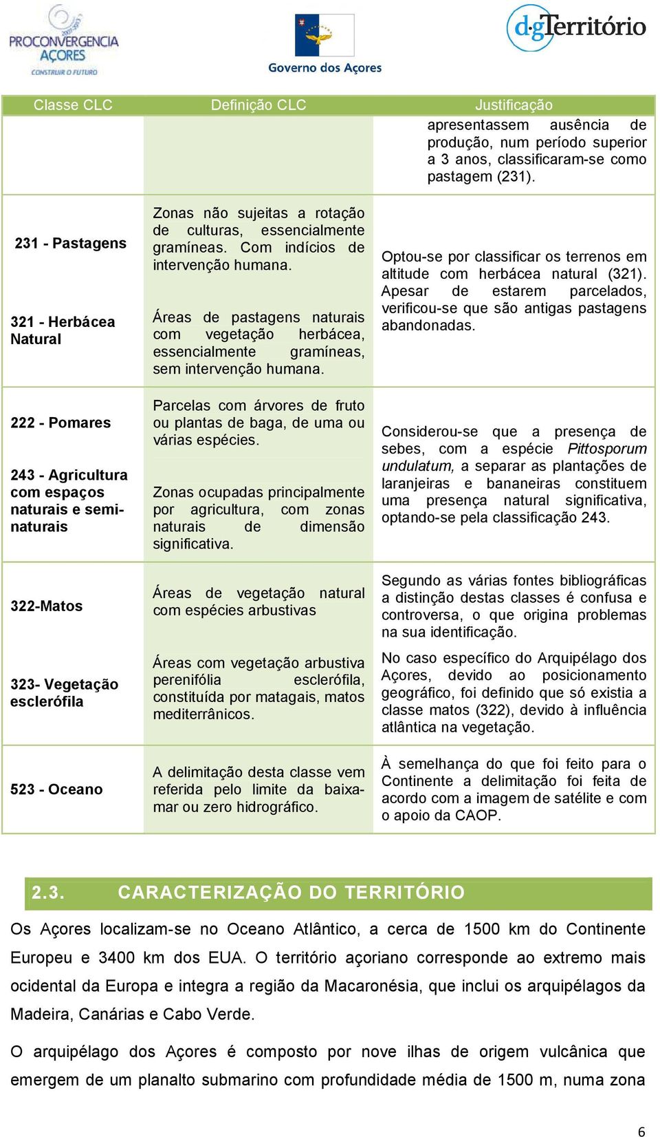 essencialmente gramíneas. Com indícios de intervenção humana. Áreas de pastagens naturais com vegetação herbácea, essencialmente gramíneas, sem intervenção humana.