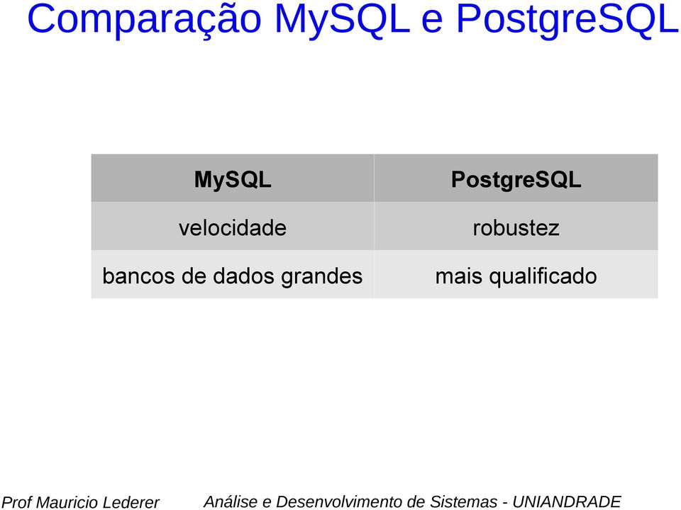 PostgreSQL velocidade