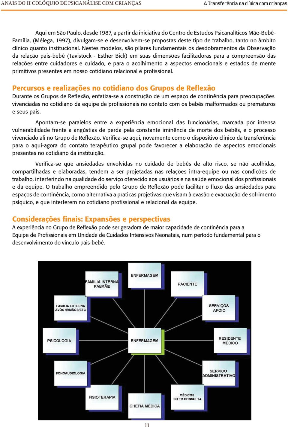 Nestes modelos, são pilares fundamentais os desdobramentos da Observação da relação pais-bebê (Tavistock - Esther Bick) em suas dimensões facilitadoras para a compreensão das relações entre