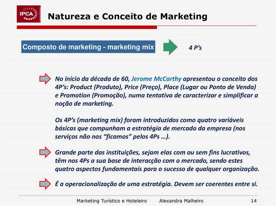 Os 4P s (marketing mix) foram introduzidos como quatro variáveis básicas que compunham a estratégia de mercado da empresa (nos serviços não nos ficamos pelos 4Ps ).