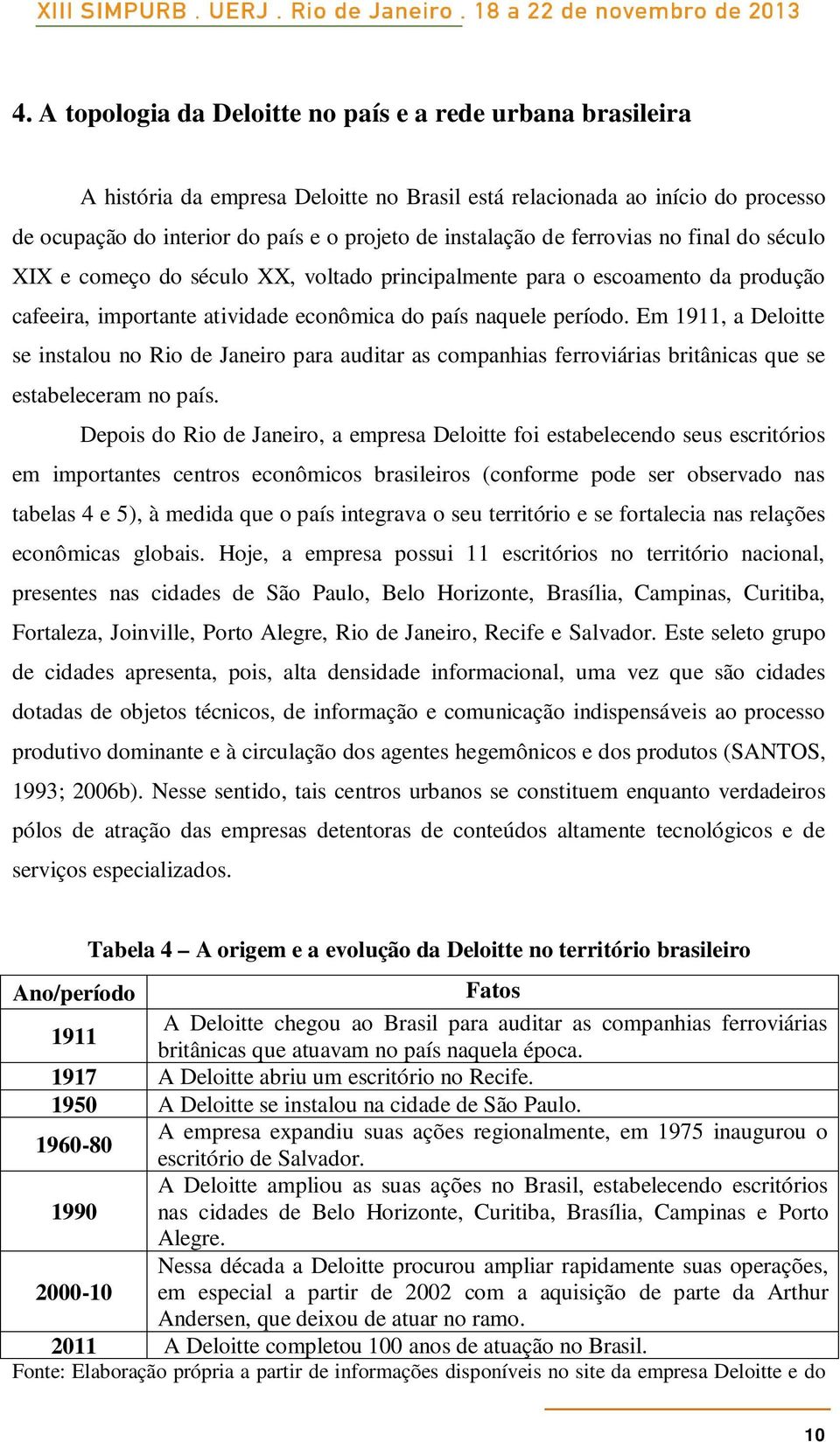 Em 1911, a Deloitte se instalou no Rio de Janeiro para auditar as companhias ferroviárias britânicas que se estabeleceram no país.
