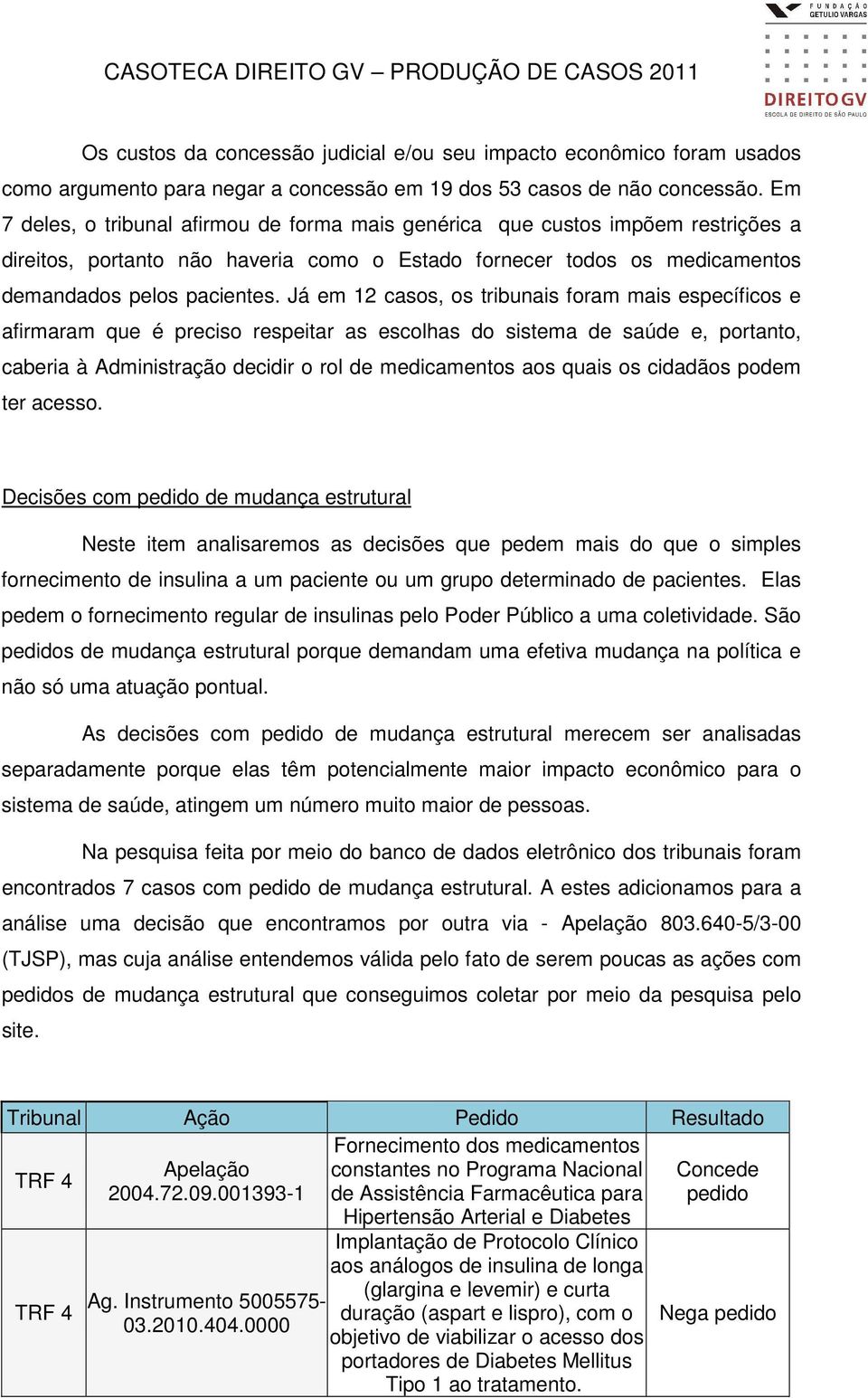 Já em 12 casos, os tribunais foram mais específicos e afirmaram que é preciso respeitar as escolhas do sistema de saúde e, portanto, caberia à Administração decidir o rol de medicamentos aos quais os