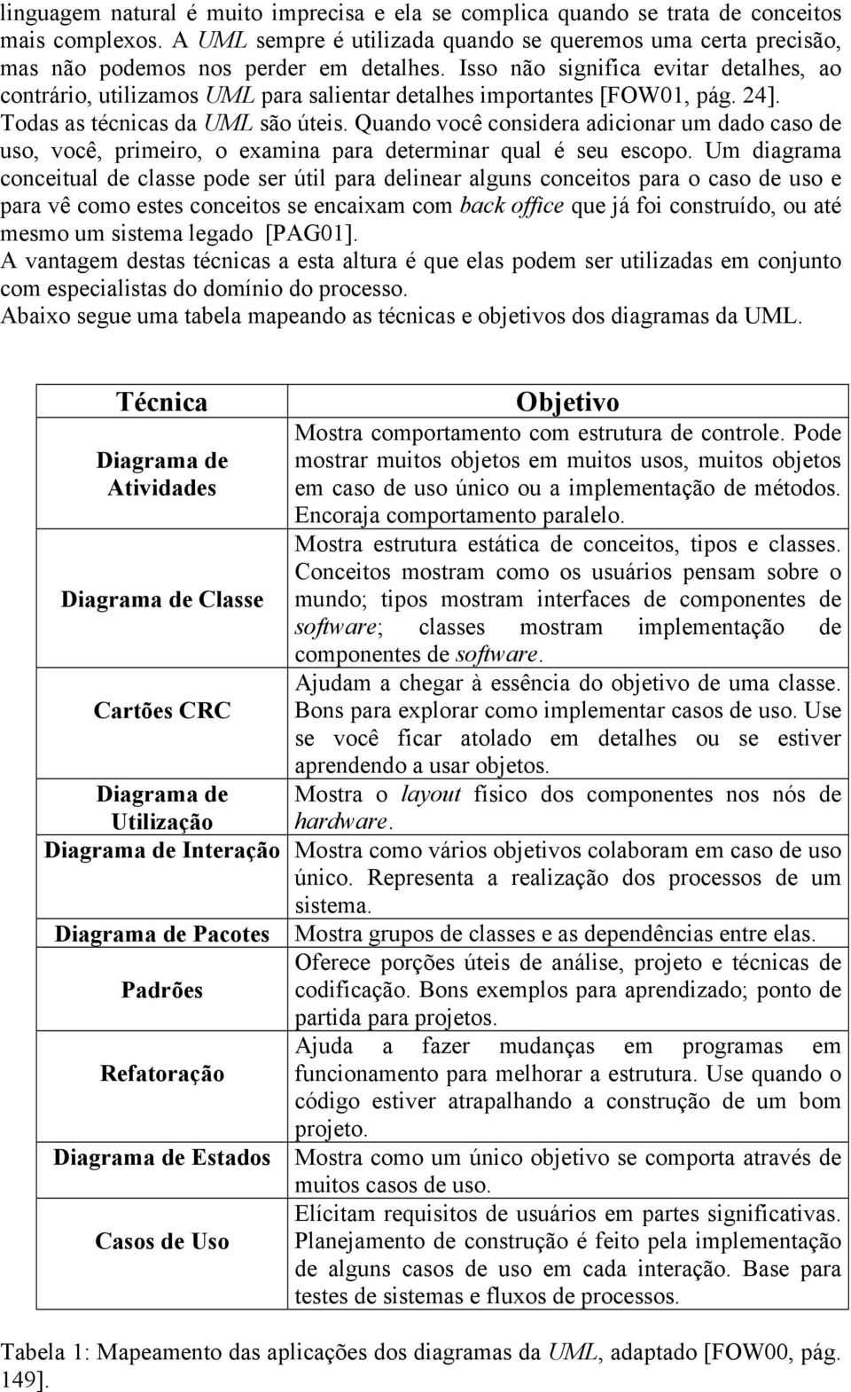 Isso não significa evitar detalhes, ao contrário, utilizamos UML para salientar detalhes importantes [FOW01, pág. 24]. Todas as técnicas da UML são úteis.