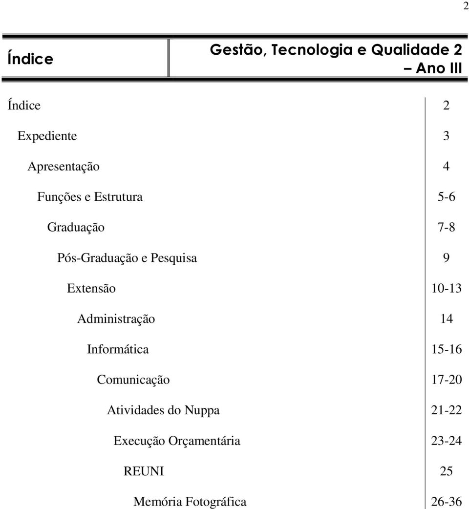 Gestão, Tecnologia e Qualidade 2 Ano III 2 3 4 5-6 7-8 9 10-13 14 15-16