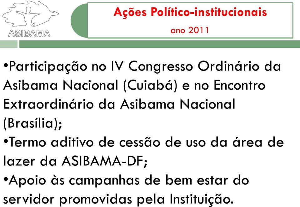 Asibama Nacional (Brasília); Termo aditivo de cessão de uso da área de