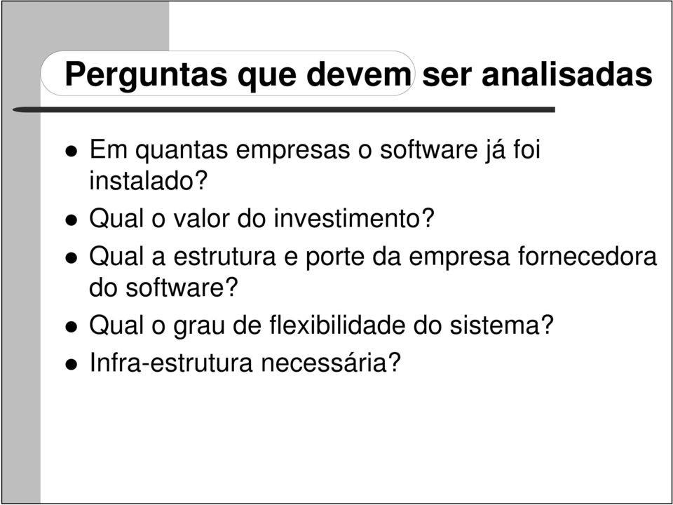 Qual a estrutura e porte da empresa fornecedora do software?