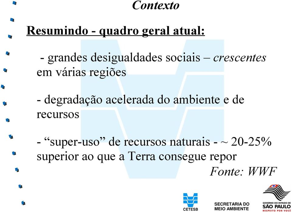 degradação acelerada do ambiente e de recursos - super-uso