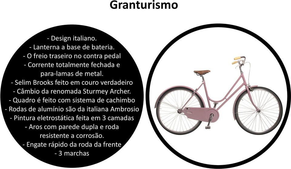 - Selim Brooks feito em couro verdadeiro - Câmbio da renomada Sturmey Archer.