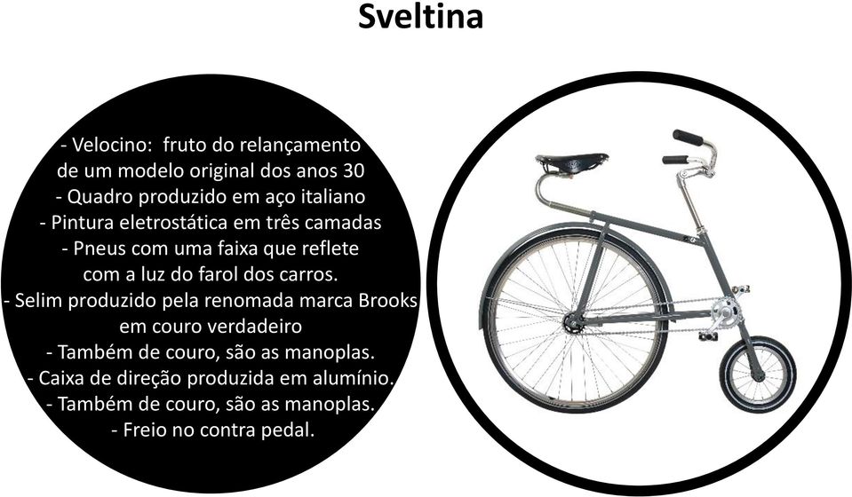 - Selim produzido pela renomada marca Brooks em couro verdadeiro - Também de couro, são as manoplas.