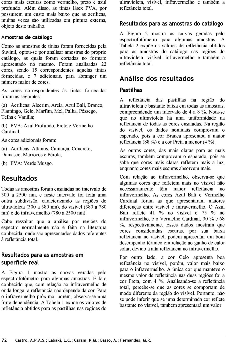 Amostras de catálogo Como as amostras de tintas foram fornecidas pela Suvinil, optou-se por analisar amostras do próprio catálogo, as quais foram cortadas no formato apresentado no mesmo.