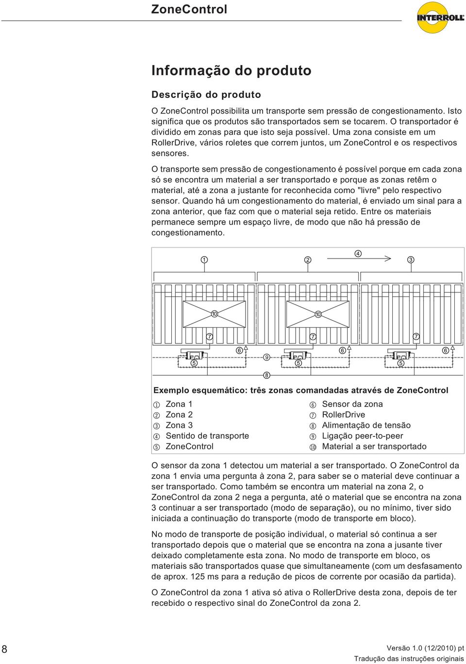 O transporte sem pressão de congestionamento é possível porque em cada zona só se encontra um material a ser transportado e porque as zonas retêm o material, até a zona a justante for reconhecida