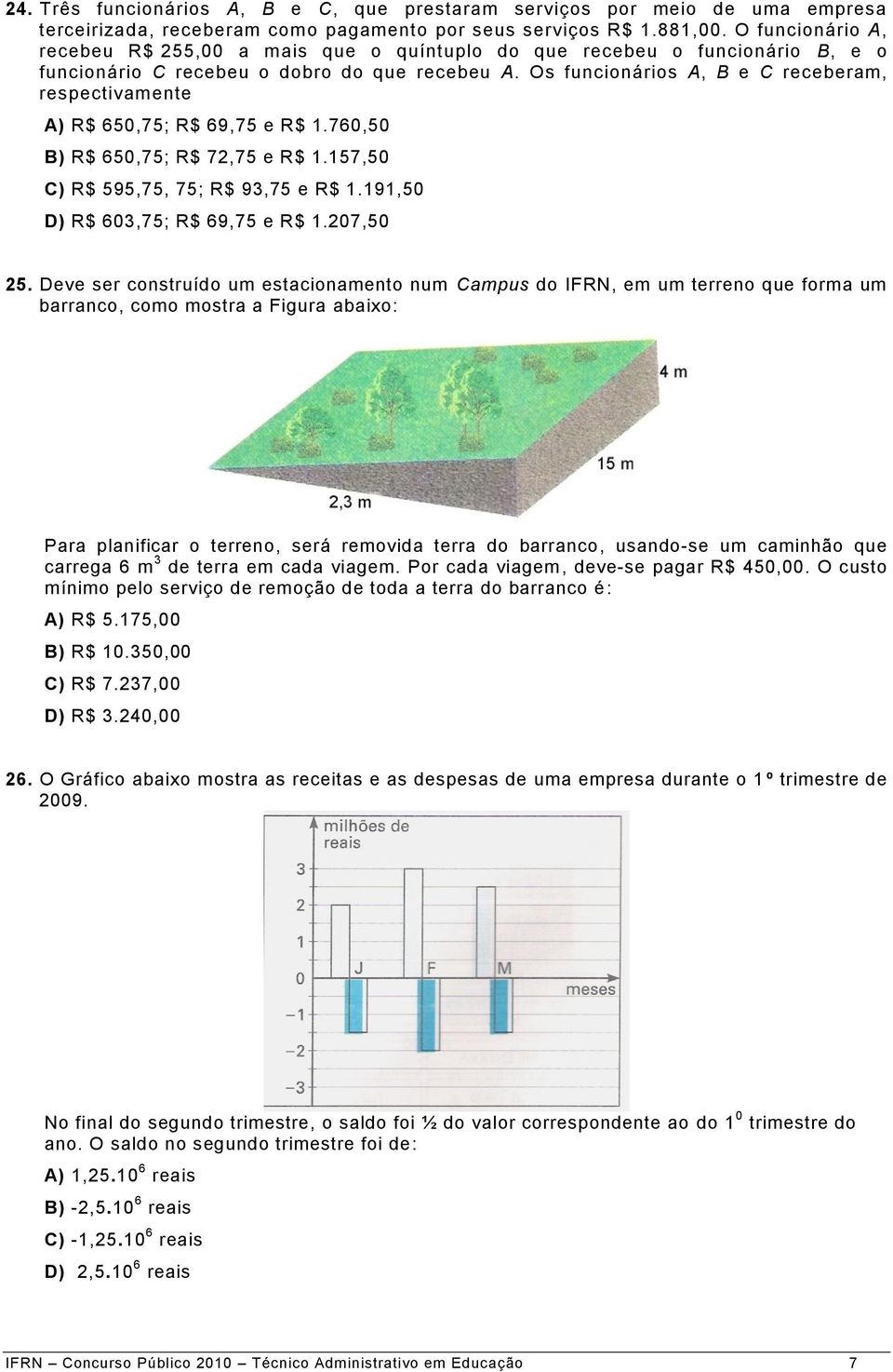 Os funcionários A, B e C receberam, respectivamente A) R$ 650,75; R$ 69,75 e R$ 1.760,50 B) R$ 650,75; R$ 72,75 e R$ 1.157,50 C) R$ 595,75, 75; R$ 93,75 e R$ 1.191,50 D) R$ 603,75; R$ 69,75 e R$ 1.