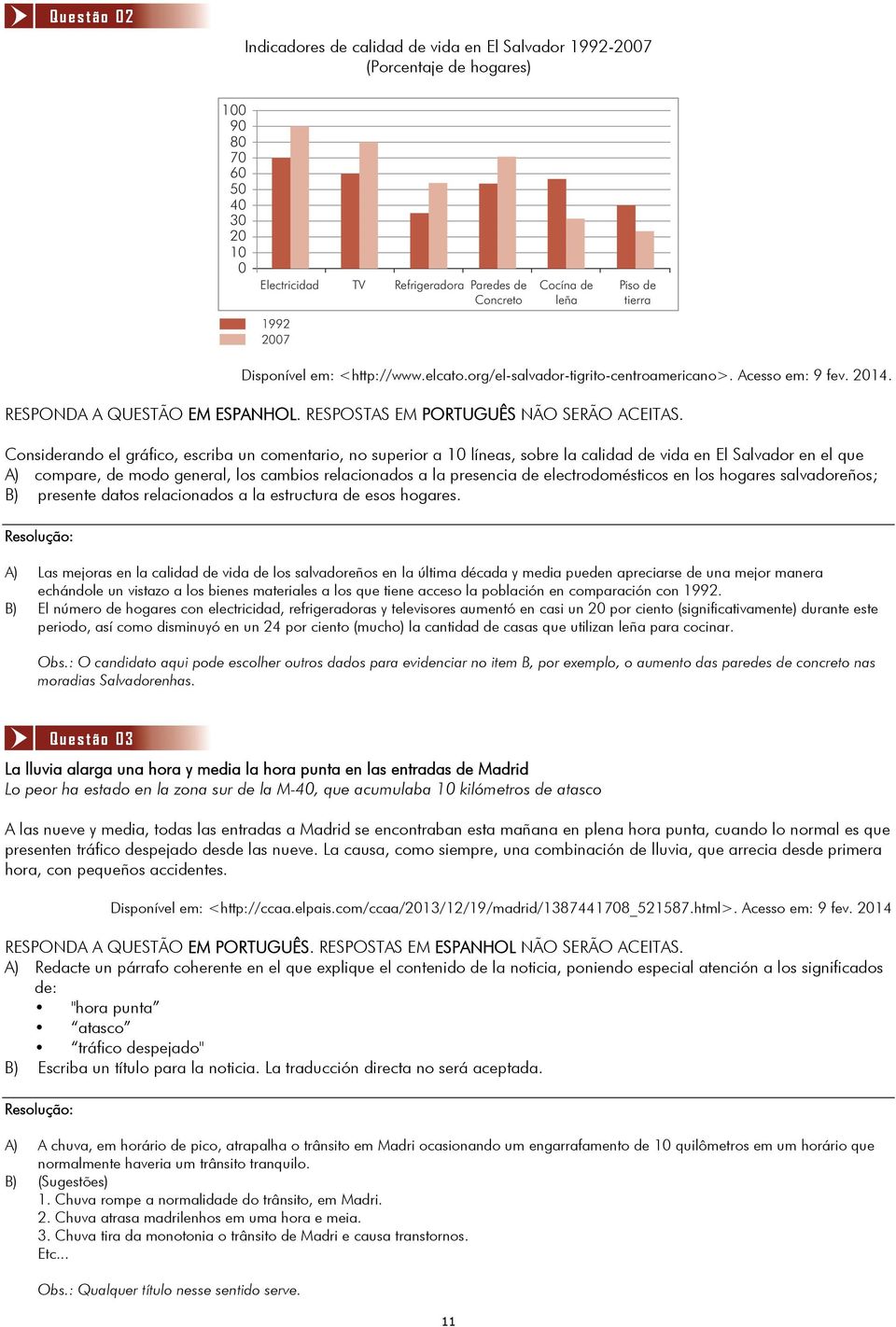 Considerando el gráfico, escriba un comentario, no superior a 10 líneas, sobre la calidad de vida en El Salvador en el que A) compare, de modo general, los cambios relacionados a la presencia de