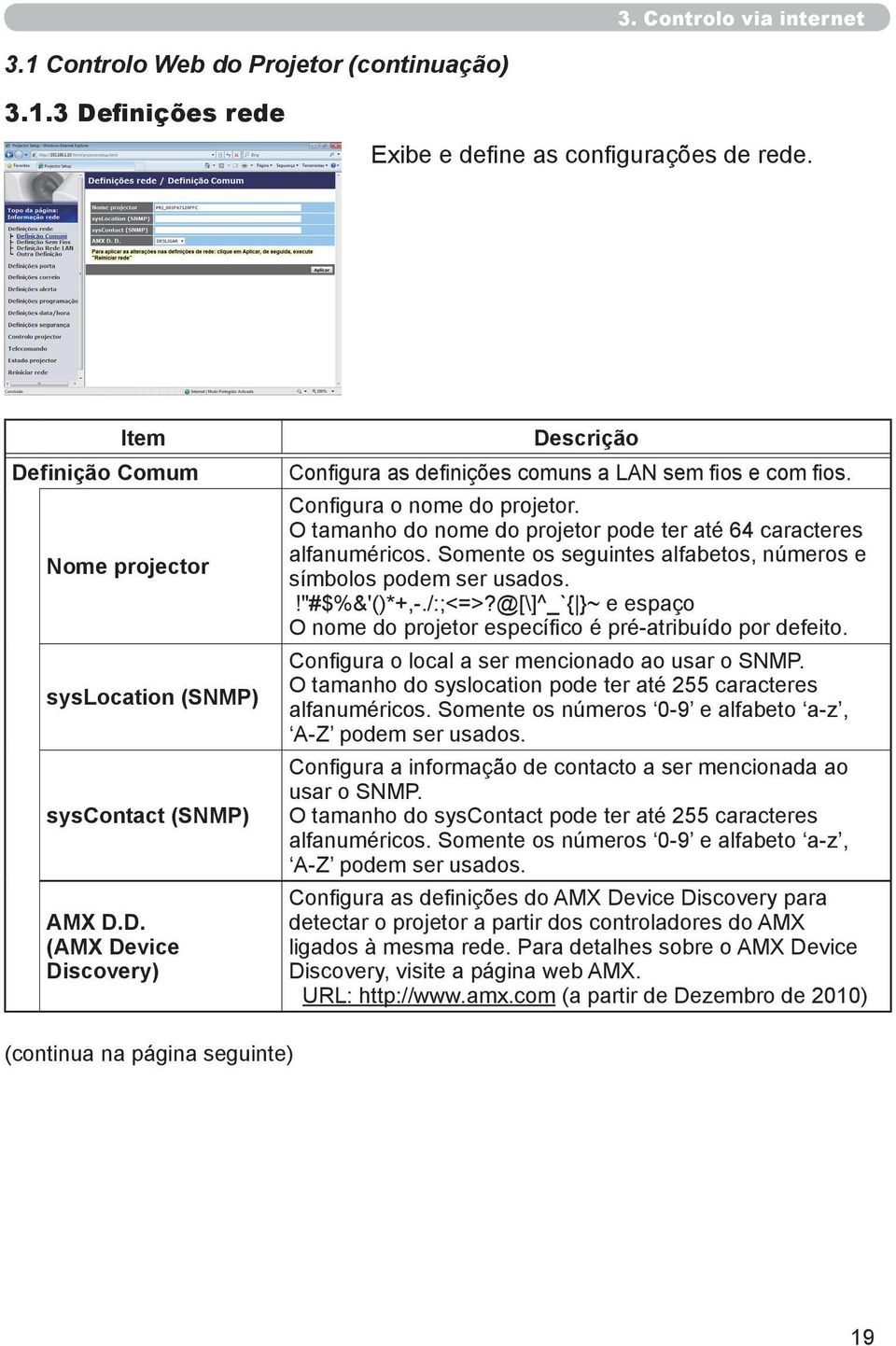 O tamanho do nome do projetor pode ter até 64 caracteres alfanuméricos. Somente os seguintes alfabetos, números e símbolos podem ser usados.!"#$%&'()*+,-./:;<=>?