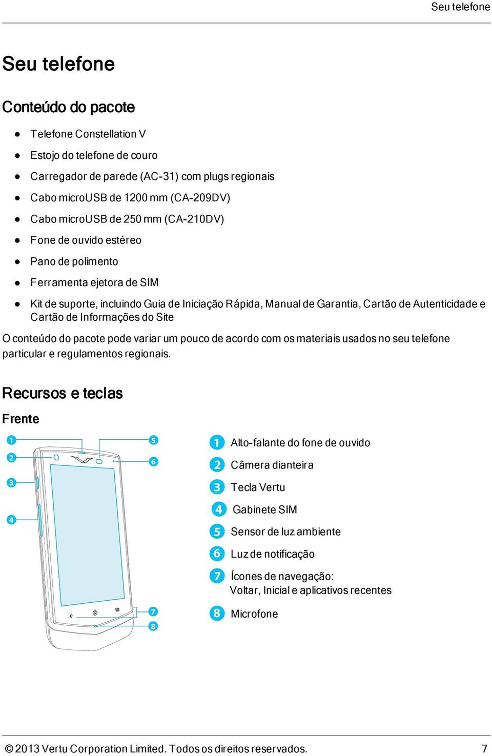 Informações do Site O conteúdo do pacote pode variar um pouco de acordo com os materiais usados no seu telefone particular e regulamentos regionais.