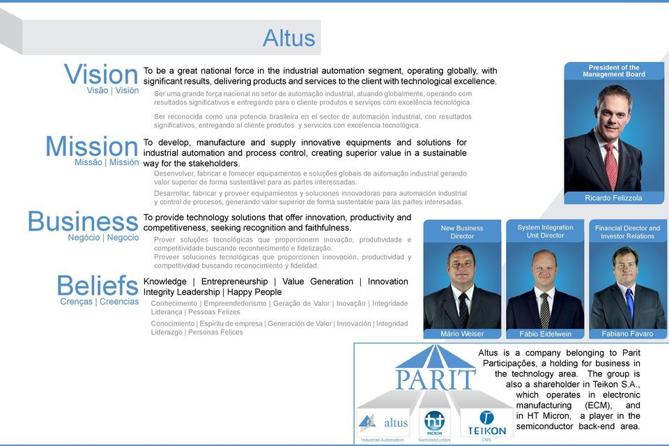 Ser uma grande força nacional no setor de automação industrial, atuando globalmente, operando com resultados significativos e entregando para o cliente produtos e serviços com excelência tecnológica.